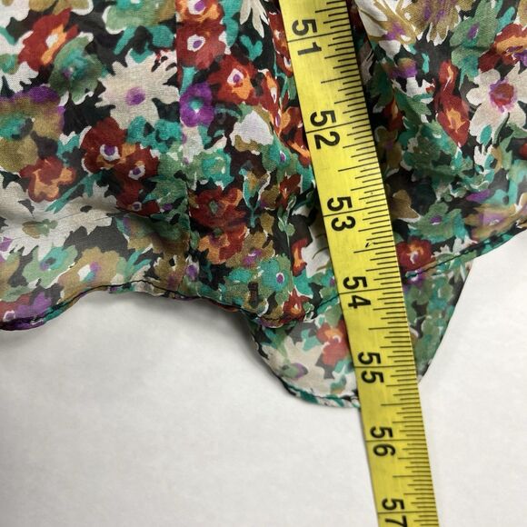 Miss Me Silk Maxi Dress M Boho Cottagecore Ruffle Spaghetti Strap Floral Flowy - Picture 4 of 10